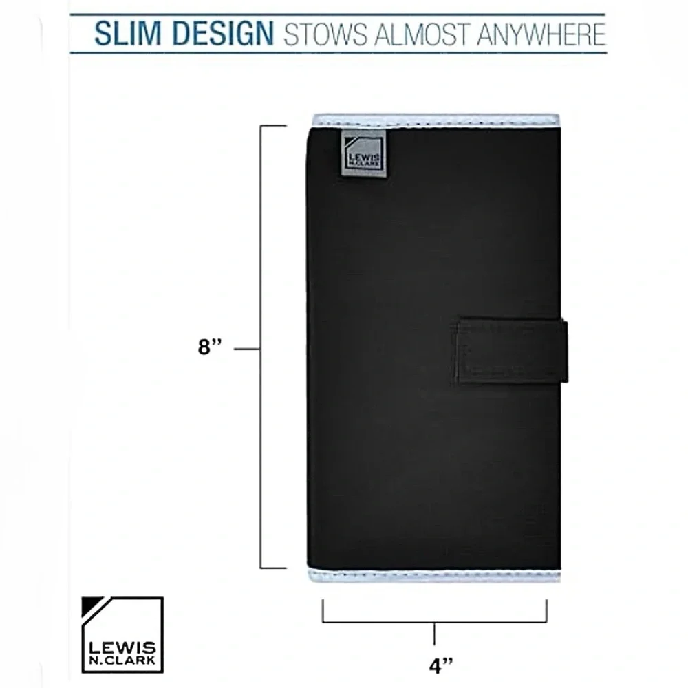 Lewis N Clark Black & Gray Deluxe Accessory / Pill Organizer AM/PM 16 Pouches